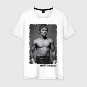Мужская футболка хлопок с принтом Мэнни Пакиао (Manny Pacquiao) в Курске, 100% хлопок | прямой крой, круглый вырез горловины, длина до линии бедер, слегка спущенное плечо. | manny pacquiao | бокс | мэнни пакиао | чемпион