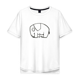 Мужская футболка хлопок Oversize с принтом самодостаточный слоник в Курске, 100% хлопок | свободный крой, круглый ворот, “спинка” длиннее передней части | слон
