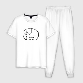 Мужская пижама хлопок с принтом самодостаточный слоник в Курске, 100% хлопок | брюки и футболка прямого кроя, без карманов, на брюках мягкая резинка на поясе и по низу штанин
 | слон