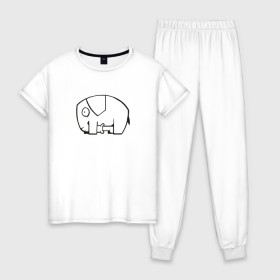 Женская пижама хлопок с принтом самодостаточный слоник в Курске, 100% хлопок | брюки и футболка прямого кроя, без карманов, на брюках мягкая резинка на поясе и по низу штанин | слон