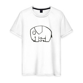 Мужская футболка хлопок с принтом самодостаточный слоник в Курске, 100% хлопок | прямой крой, круглый вырез горловины, длина до линии бедер, слегка спущенное плечо. | слон