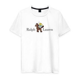 Мужская футболка хлопок с принтом Ralph Wiggum Lauren в Курске, 100% хлопок | прямой крой, круглый вырез горловины, длина до линии бедер, слегка спущенное плечо. | Тематика изображения на принте: 