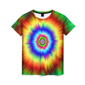 Женская футболка 3D с принтом Tie dye в Курске, 100% полиэфир ( синтетическое хлопкоподобное полотно) | прямой крой, круглый вырез горловины, длина до линии бедер | tie dye