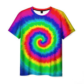 Мужская футболка 3D с принтом Tie dye в Курске, 100% полиэфир | прямой крой, круглый вырез горловины, длина до линии бедер | Тематика изображения на принте: tie dye