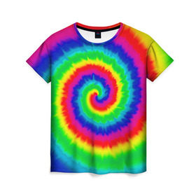Женская футболка 3D с принтом Tie dye в Курске, 100% полиэфир ( синтетическое хлопкоподобное полотно) | прямой крой, круглый вырез горловины, длина до линии бедер | tie dye