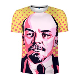 Мужская футболка 3D спортивная с принтом Поп-арт. Ленин в Курске, 100% полиэстер с улучшенными характеристиками | приталенный силуэт, круглая горловина, широкие плечи, сужается к линии бедра | lenin | ильич | ленин | поп арт | ретро | ссср | товарищ