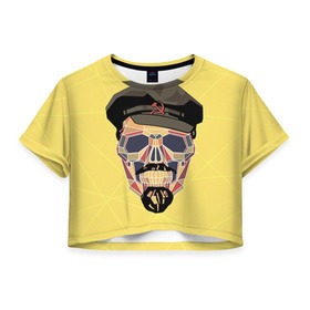 Женская футболка 3D укороченная с принтом Полигональный череп Ленина в Курске, 100% полиэстер | круглая горловина, длина футболки до линии талии, рукава с отворотами | lenin | ильич | ленин | полигональный череп | ретро | ссср | товарищ | череп