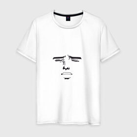 Мужская футболка хлопок с принтом Аниме лицо в Курске, 100% хлопок | прямой крой, круглый вырез горловины, длина до линии бедер, слегка спущенное плечо. | Тематика изображения на принте: 