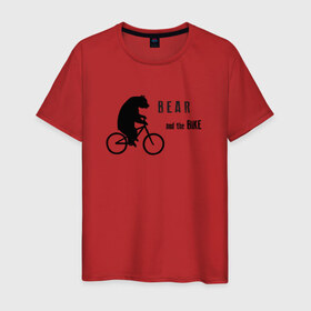 Мужская футболка хлопок с принтом Мишка на велосипеде в Курске, 100% хлопок | прямой крой, круглый вырез горловины, длина до линии бедер, слегка спущенное плечо. | 