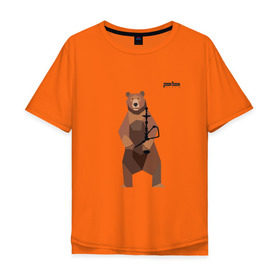 Мужская футболка хлопок Oversize с принтом Медведь Plan B №2 (чёрный) в Курске, 100% хлопок | свободный крой, круглый ворот, “спинка” длиннее передней части | Тематика изображения на принте: planb | кальян | медведь | на макете изображен бурый медведь с кальяном | планб