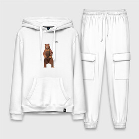 Мужской костюм хлопок с толстовкой с принтом Медведь Plan B №2 (чёрный) в Курске,  |  | planb | кальян | медведь | на макете изображен бурый медведь с кальяном | планб