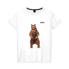 Женская футболка хлопок с принтом Медведь Plan B №2 (чёрный) в Курске, 100% хлопок | прямой крой, круглый вырез горловины, длина до линии бедер, слегка спущенное плечо | planb | кальян | медведь | на макете изображен бурый медведь с кальяном | планб