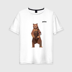 Женская футболка хлопок Oversize с принтом Медведь Plan B №2 (чёрный) в Курске, 100% хлопок | свободный крой, круглый ворот, спущенный рукав, длина до линии бедер
 | planb | кальян | медведь | на макете изображен бурый медведь с кальяном | планб