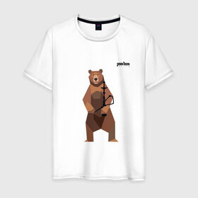 Мужская футболка хлопок с принтом Медведь Plan B №2 (чёрный) в Курске, 100% хлопок | прямой крой, круглый вырез горловины, длина до линии бедер, слегка спущенное плечо. | planb | кальян | медведь | на макете изображен бурый медведь с кальяном | планб