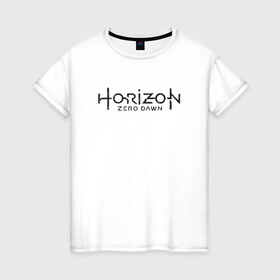 Женская футболка хлопок с принтом Horizon Zero Dawn в Курске, 100% хлопок | прямой крой, круглый вырез горловины, длина до линии бедер, слегка спущенное плечо | 