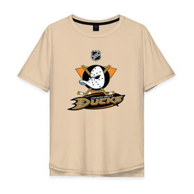 Мужская футболка хлопок Oversize с принтом Anaheim Ducks (Black) в Курске, 100% хлопок | свободный крой, круглый ворот, “спинка” длиннее передней части | anaheim ducks | nhl | спорт | хоккей