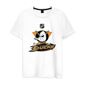 Мужская футболка хлопок с принтом Anaheim Ducks (Black) в Курске, 100% хлопок | прямой крой, круглый вырез горловины, длина до линии бедер, слегка спущенное плечо. | anaheim ducks | nhl | спорт | хоккей