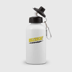 Бутылка спортивная с принтом Bazinga в Курске, металл | емкость — 500 мл, в комплекте две пластиковые крышки и карабин для крепления | шелдон