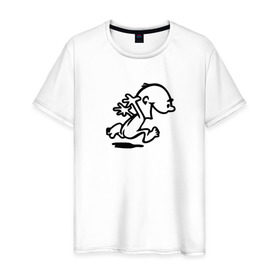 Мужская футболка хлопок с принтом man vs woman в Курске, 100% хлопок | прямой крой, круглый вырез горловины, длина до линии бедер, слегка спущенное плечо. | 