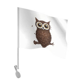 Флаг для автомобиля с принтом Сова из кофе в Курске, 100% полиэстер | Размер: 30*21 см | Тематика изображения на принте: 