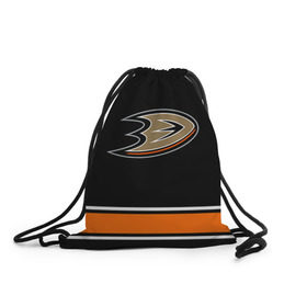 Рюкзак-мешок 3D с принтом Anaheim Ducks Selanne в Курске, 100% полиэстер | плотность ткани — 200 г/м2, размер — 35 х 45 см; лямки — толстые шнурки, застежка на шнуровке, без карманов и подкладки | Тематика изображения на принте: anaheim ducks selanne | nhl | спорт | хоккей