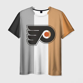 Мужская футболка 3D с принтом Philadelphia Flyers в Курске, 100% полиэфир | прямой крой, круглый вырез горловины, длина до линии бедер | Тематика изображения на принте: nhl | philadelphia flyers | спорт | хоккей