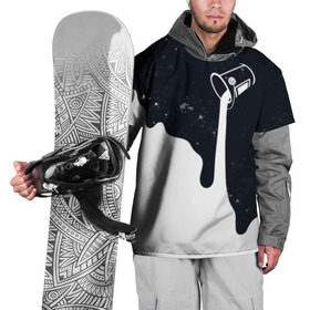 Накидка на куртку 3D с принтом Черно-белый в Курске, 100% полиэстер |  | брызги | ведро | космос | краска | черно белый