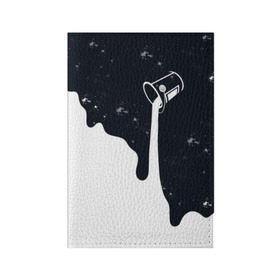 Обложка для паспорта матовая кожа с принтом Черно-белый в Курске, натуральная матовая кожа | размер 19,3 х 13,7 см; прозрачные пластиковые крепления | брызги | ведро | космос | краска | черно белый