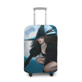 Чехол для чемодана 3D с принтом Ведьма в Курске, 86% полиэфир, 14% спандекс | двустороннее нанесение принта, прорези для ручек и колес | halloween | ведьма | праздник | тыква | хэллоуин