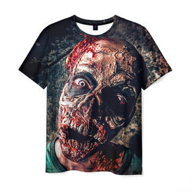 Мужская футболка 3D с принтом Зомби в Курске, 100% полиэфир | прямой крой, круглый вырез горловины, длина до линии бедер | зомби