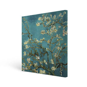 Холст квадратный с принтом Цветущая ветка миндаля в Курске, 100% ПВХ |  | Тематика изображения на принте: вишня | цветы