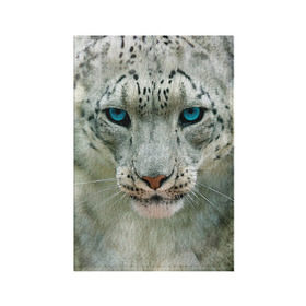 Обложка для паспорта матовая кожа с принтом Снежный барс в Курске, натуральная матовая кожа | размер 19,3 х 13,7 см; прозрачные пластиковые крепления | Тематика изображения на принте: барс | животные | кошка | снежный барс