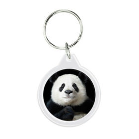 Брелок круглый с принтом Панда в Курске, пластик и полированная сталь | круглая форма, металлическое крепление в виде кольца | панда