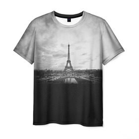 Мужская футболка 3D с принтом Париж в Курске, 100% полиэфир | прямой крой, круглый вырез горловины, длина до линии бедер | 