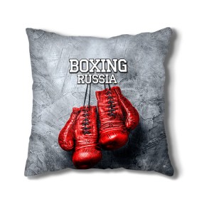 Подушка 3D с принтом Boxing в Курске, наволочка – 100% полиэстер, наполнитель – холлофайбер (легкий наполнитель, не вызывает аллергию). | состоит из подушки и наволочки. Наволочка на молнии, легко снимается для стирки | boxing | boxing russia | бокс | боксер | перчатки