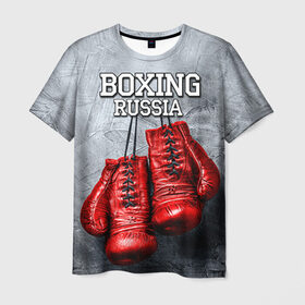 Мужская футболка 3D с принтом Boxing в Курске, 100% полиэфир | прямой крой, круглый вырез горловины, длина до линии бедер | boxing | boxing russia | бокс | боксер | перчатки