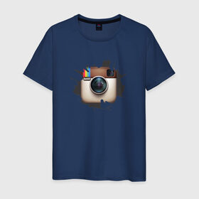 Мужская футболка хлопок с принтом Instagram в Курске, 100% хлопок | прямой крой, круглый вырез горловины, длина до линии бедер, слегка спущенное плечо. | инстаграм