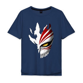Мужская футболка хлопок Oversize с принтом Bleach. Маска Ичиго в Курске, 100% хлопок | свободный крой, круглый ворот, “спинка” длиннее передней части | блич