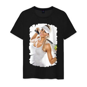 Мужская футболка хлопок с принтом Теннис в Курске, 100% хлопок | прямой крой, круглый вырез горловины, длина до линии бедер, слегка спущенное плечо. | 