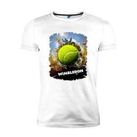 Мужская футболка премиум с принтом Уимблдон (Wimbledon) в Курске, 92% хлопок, 8% лайкра | приталенный силуэт, круглый вырез ворота, длина до линии бедра, короткий рукав | wimbledon | англия | большой теннис | великобритания | теннисный мяч | уимблдон