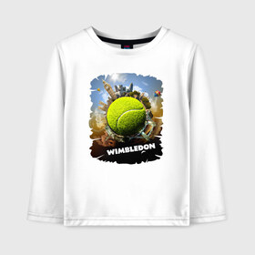Детский лонгслив хлопок с принтом Уимблдон (Wimbledon) в Курске, 100% хлопок | круглый вырез горловины, полуприлегающий силуэт, длина до линии бедер | wimbledon | англия | большой теннис | великобритания | теннисный мяч | уимблдон