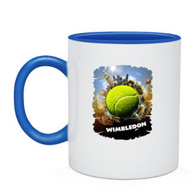 Кружка двухцветная с принтом Уимблдон (Wimbledon) в Курске, керамика | объем — 330 мл, диаметр — 80 мм. Цветная ручка и кайма сверху, в некоторых цветах — вся внутренняя часть | wimbledon | англия | большой теннис | великобритания | теннисный мяч | уимблдон
