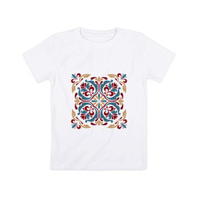 Детская футболка хлопок с принтом Квадратный узор в Курске, 100% хлопок | круглый вырез горловины, полуприлегающий силуэт, длина до линии бедер | арабский | винтаж | квадрат | персидский | узор