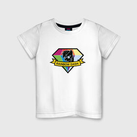 Детская футболка хлопок с принтом Rainbow Dash в Курске, 100% хлопок | круглый вырез горловины, полуприлегающий силуэт, длина до линии бедер | Тематика изображения на принте: my little pony | rainbow dash | красивая картинка с rainbow dash.радуга | пони