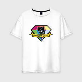 Женская футболка хлопок Oversize с принтом Rainbow Dash в Курске, 100% хлопок | свободный крой, круглый ворот, спущенный рукав, длина до линии бедер
 | my little pony | rainbow dash | красивая картинка с rainbow dash.радуга | пони