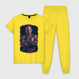 Женская пижама хлопок с принтом Jeff Monson (MMA) в Курске, 100% хлопок | брюки и футболка прямого кроя, без карманов, на брюках мягкая резинка на поясе и по низу штанин | ufc