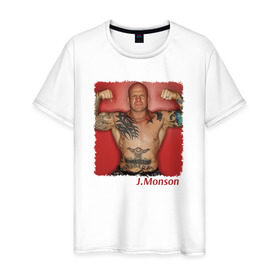 Мужская футболка хлопок с принтом Джефф Монсон в Курске, 100% хлопок | прямой крой, круглый вырез горловины, длина до линии бедер, слегка спущенное плечо. | Тематика изображения на принте: ufc