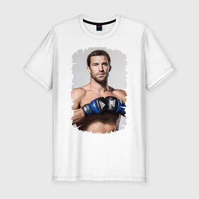 Мужская футболка премиум с принтом Luke Rockhold (MMA) в Курске, 92% хлопок, 8% лайкра | приталенный силуэт, круглый вырез ворота, длина до линии бедра, короткий рукав | ufc