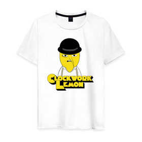 Мужская футболка хлопок с принтом Clockwork Lemon в Курске, 100% хлопок | прямой крой, круглый вырез горловины, длина до линии бедер, слегка спущенное плечо. | clockwork lemon время приключений adventure t