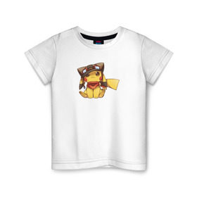 Детская футболка хлопок с принтом Пикачу в Курске, 100% хлопок | круглый вырез горловины, полуприлегающий силуэт, длина до линии бедер | pokemons | покемоны